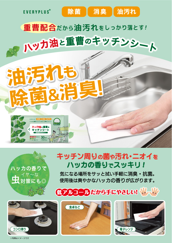 ハッカ油と重曹のキッチンシート